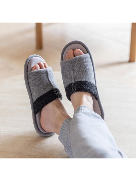 Mens Light Grey Flat Cozy Memory Foam Anti Skid Soft Slip On House Slipper Shoes main image 6
